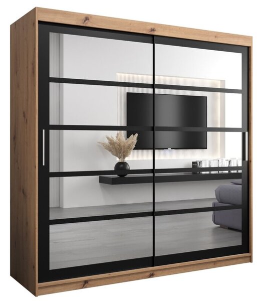 Szafa przesuwna garderoba Roma 2 200 wys. 200 cm artisan + czarny