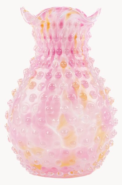 Wazon ze szkła dmuchanego Confetti Hobnail Blonde, W 21 cm