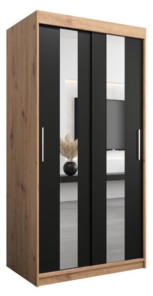 Szafa przesuwna garderoba Pole 100 wys. 200 cm artisan + czarny
