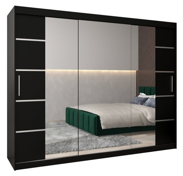 Szafa przesuwna garderoba Verona 4 250 wys. 200 cm czarny + czarny
