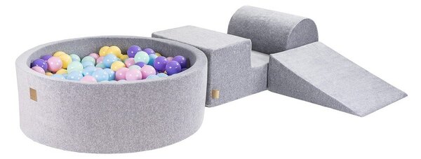 Szary aksamitny piankowy plac zabaw 4 szt. wysokość 30 cm 225x90 cm Montessori – Meowbaby