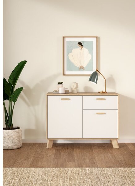 Biało-naturalna komoda w dekorze dębu 99x73x39 cm Ikast – Tvilum