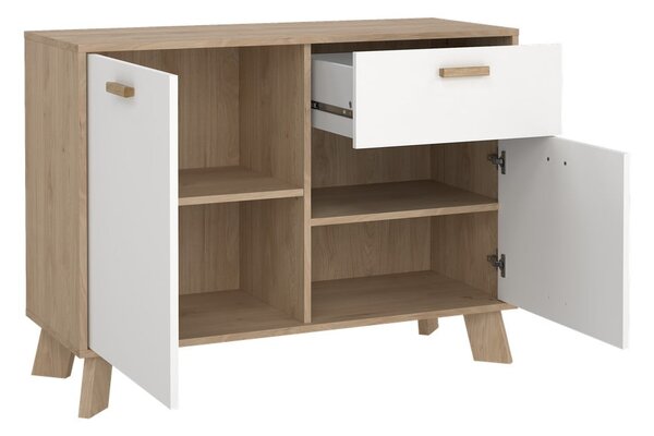 Biało-naturalna komoda w dekorze dębu 99x73x39 cm Ikast – Tvilum