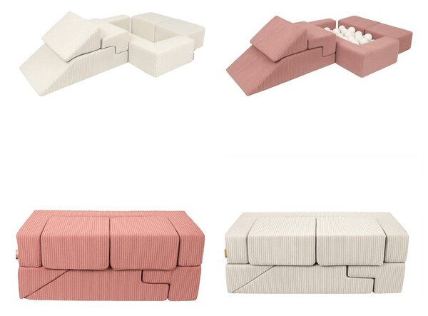 Różowy sztruksowy piankowy plac zabaw 6 szt. wysokość 40 cm 100x35 cm Montessori – Meowbaby
