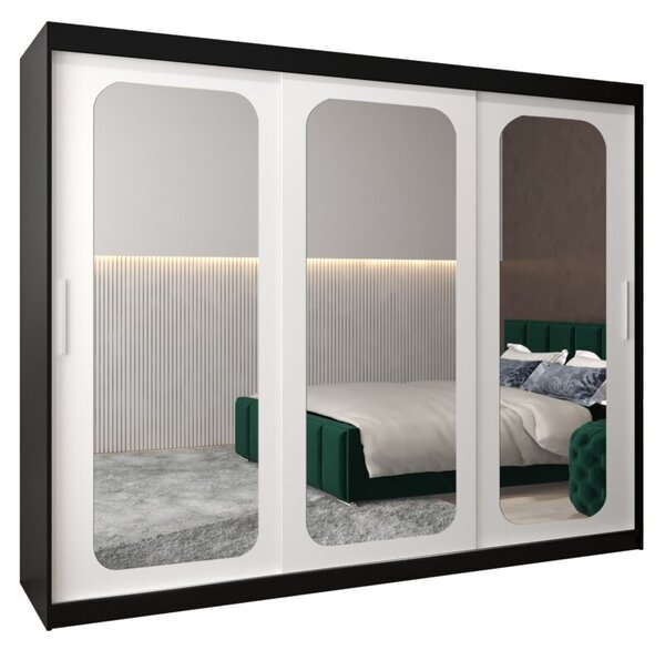 Szafa przesuwna garderoba Promo T3 250 wys. 200 cm czarny + czarny