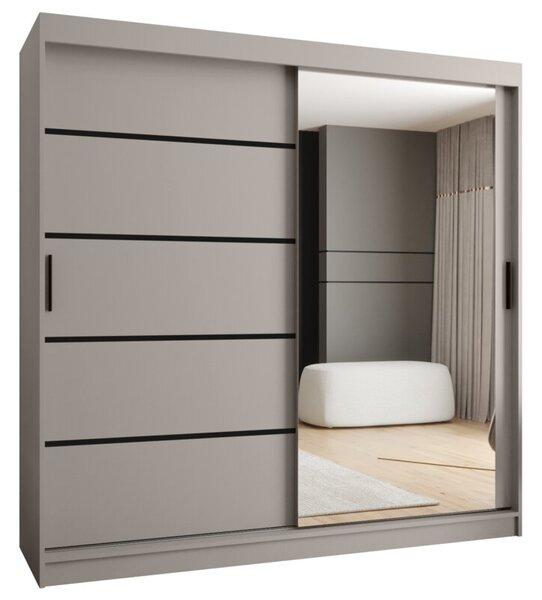 Szafa przesuwna z lustrem garderoba Rubino V2 200 wys. 200 cm kaszmir