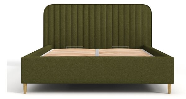 Zielone tapicerowane łóżko jednoosobowe ze schowkiem ze stelażem 120x200 cm Noto – Maison de Rêve