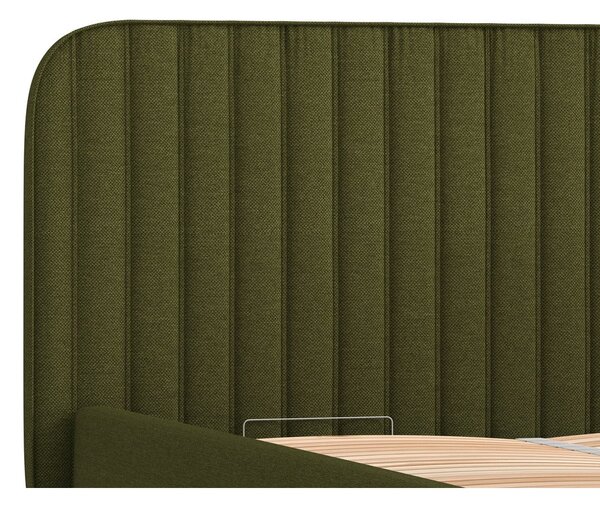 Zielone tapicerowane łóżko jednoosobowe ze schowkiem ze stelażem 120x200 cm Noto – Maison de Rêve