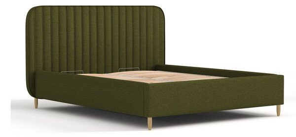 Zielone tapicerowane łóżko jednoosobowe ze schowkiem ze stelażem 120x200 cm Noto – Maison de Rêve