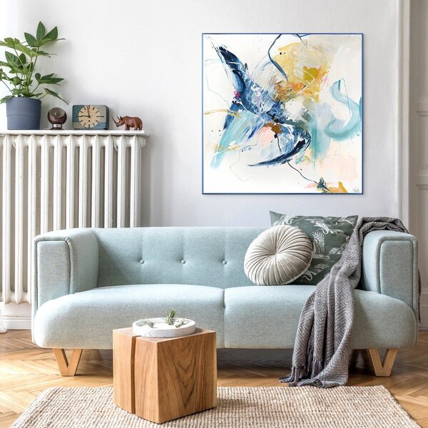 Obraz z ręcznie malowanymi elementami 102x102 cm Confidential Blue – Malerifabrikken
