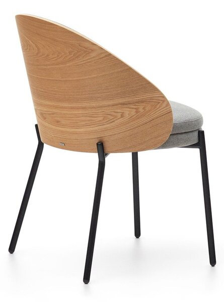 Szary/w naturalnym kolorze tapicerowany fotel jadalniany Eamy – Kave Home