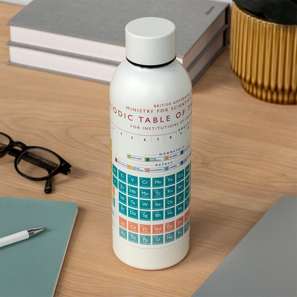 Kremowa podróżna butelka ze stali nierdzewnej 500 ml Periodic Table – Rex London