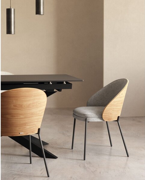 Szary/w naturalnym kolorze tapicerowany fotel jadalniany Eamy – Kave Home