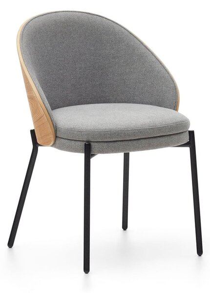 Szary/w naturalnym kolorze tapicerowany fotel jadalniany Eamy – Kave Home