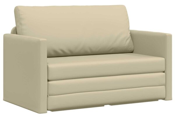 Sofa bed kremowy 124 x 71 x 78 cm sztuczna skÃ³ra
