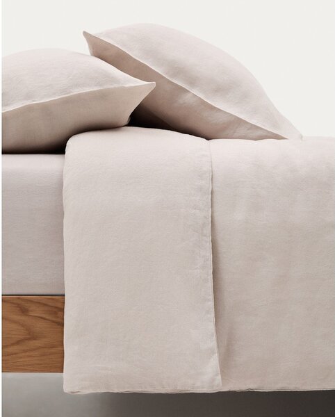 Szarobeżowa pościel dwuosobowa z mieszanki lnu 240x220 cm Simmel – Kave Home