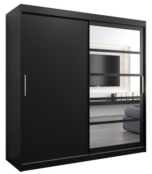 Szafa przesuwna garderoba Roma 1 200 wys. 200 cm czarny + czarny