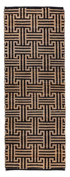 Czarno-naturalny chodnik z mieszanki juty tkany ręcznie 80x230 cm Meander Jute – Flair Rugs