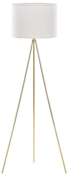 Nowoczesna lampa stojąca podłogowa trójnóg 148 cm biało-złota Vistula Beliani