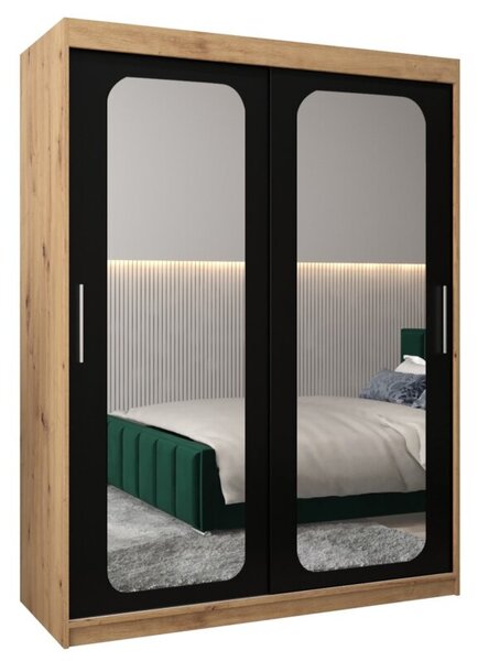 Szafa przesuwna garderoba Promo T3 150 wys. 200 cm artisan + czarny