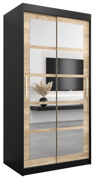 Szafa przesuwna garderoba Roma 2 100 wys. 200 cm czarny + sonoma