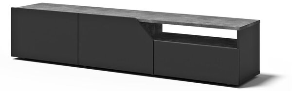Czarna szafka pod TV w dekorze betonu 180x38 cm Verone – TemaHome