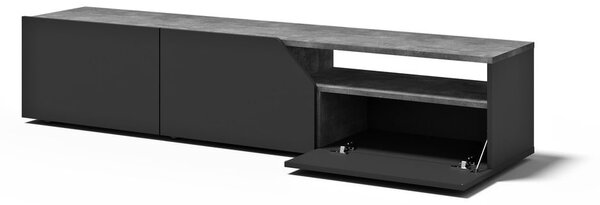 Czarna szafka pod TV w dekorze betonu 180x38 cm Verone – TemaHome