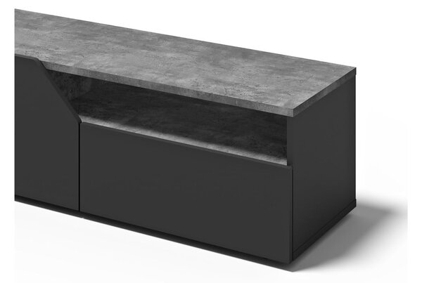 Czarna szafka pod TV w dekorze betonu 180x38 cm Verone – TemaHome