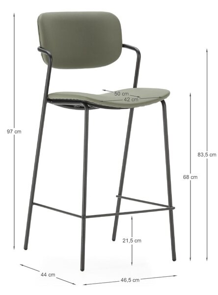 Hokery w kolorze khaki zestaw 2 szt. (wysokość siedziska 68 cm) Maika – Marckeric