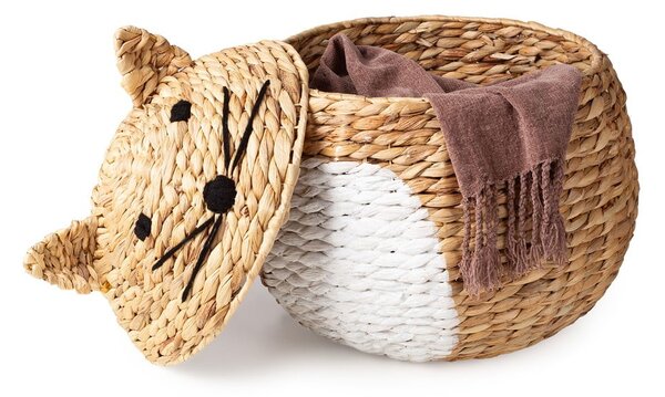 Dziecięcy kosz na zabawki z hiacyntu wodnego w naturalnym kolorze ø 40x43 cm Cat – Compactor