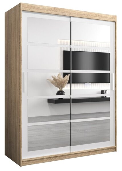 Szafa przesuwna garderoba Roma 2 150 wys. 200 cm sonoma + biaÅy