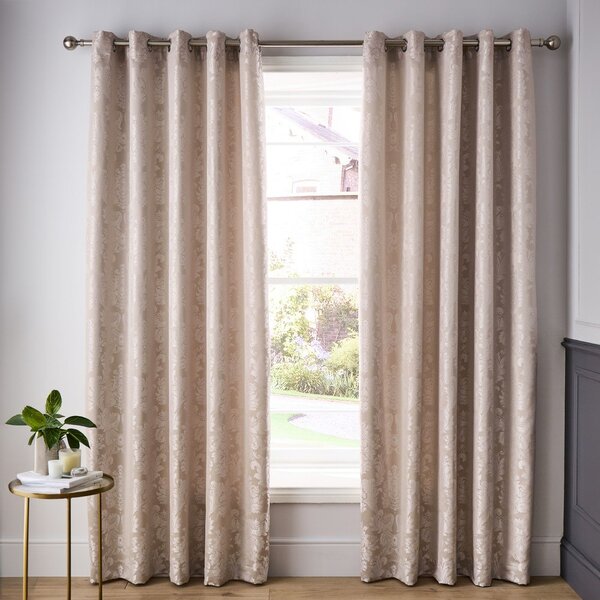 Beżowe adamaszkowe zasłony zestaw 2 szt. 168x183 cm Damask Jacquard – Catherine Lansfield