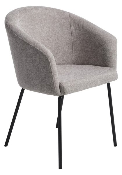 Jasnoszary tapicerowany fotel jadalniany z podłokietnikami Easton – Unique Furniture