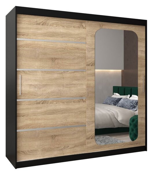 Szafa przesuwna garderoba Promo V2 200 wys. 200 cm czarny + sonoma