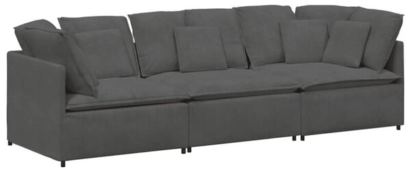 Sofa moduÅowa z poduszkami tkanina sztruksowa ciemnoszara