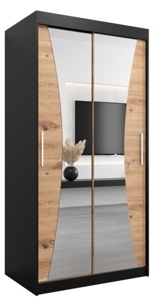 Szafa przesuwna garderoba Monaco 100 wys. 200 cm czarny + artisan