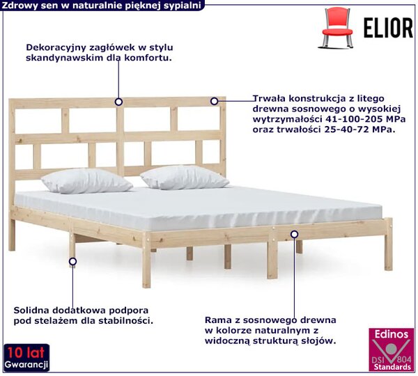 Małżeńskie łóżko z naturalnej sosny 160x200 L1-L47
