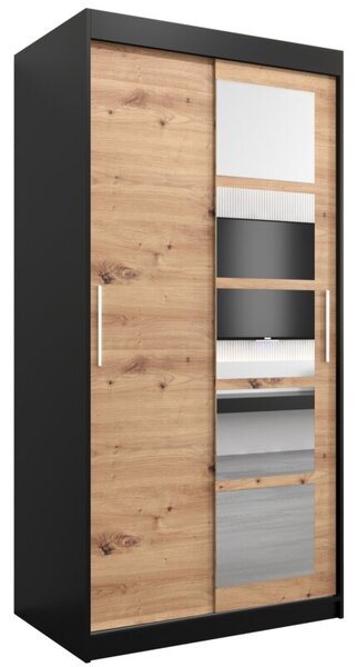 Szafa przesuwna garderoba Roma 1 100 wys. 200 cm czarny + artisan