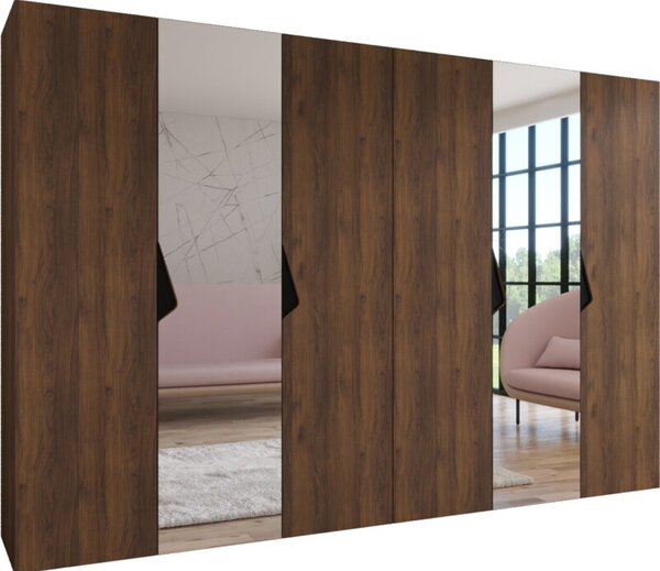 Szafa uchylna otwierana Sandi 2 300 (2x150) wys. 202 cm orzech warmia + u. czarny