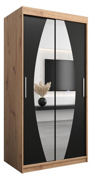 Szafa przesuwna garderoba Elypse 100 wys. 200 cm artisan + czarny