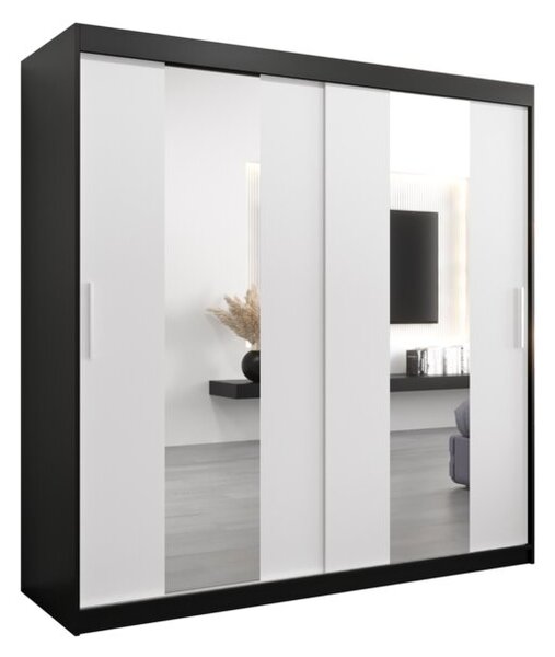 Szafa przesuwna garderoba Pole 200 wys. 200 cm czarny + czarny