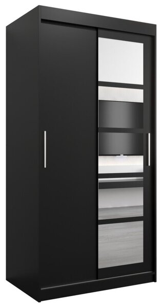 Szafa przesuwna garderoba Roma 1 100 wys. 200 cm czarny + czarny