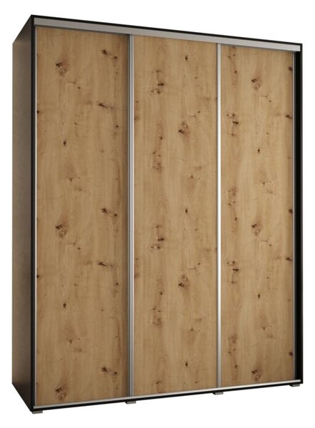 Szafa przesuwna wysoka Davos 1 190, gÅ. 45 cm czarny + artisan + srebrny