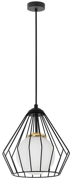 Czarna lampa wisząca z metalowo-szklanym kloszem - A285-Okri