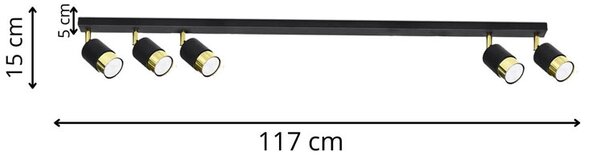 Plafon sufitowy z pięcioma ruchomymi spotami - 3X A282 R8-D56