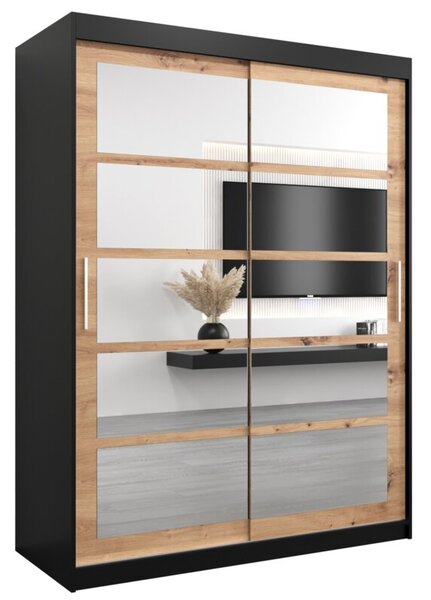 Szafa przesuwna garderoba Roma 2 150 wys. 200 cm czarny + artisan