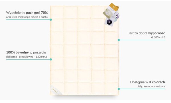 Kołdra puchowa AMZ BASIC PLUS 70% puch 200x220