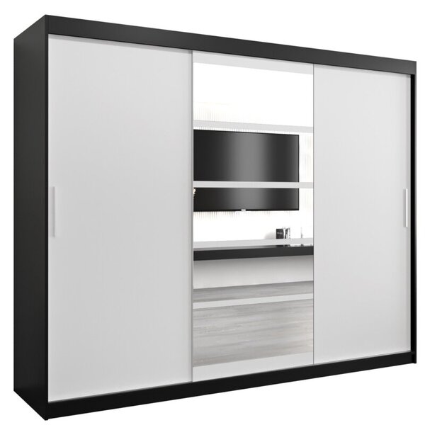 Szafa przesuwna garderoba Roma 1 250 wys. 200 cm czarny + czarny
