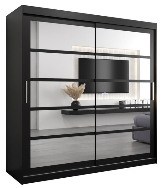 Szafa przesuwna garderoba Roma 2 200 wys. 200 cm czarny + czarny