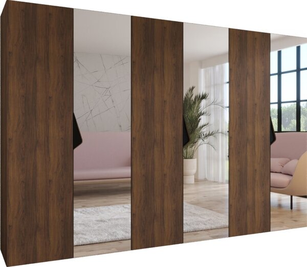 Szafa uchylna otwierana Sandi 2 300 (3x100) wys. 202 cm orzech warmia + u. czarny